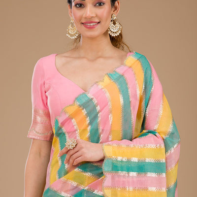 Onion Pink Zariwork Tissue Saree