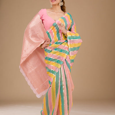 Onion Pink Zariwork Tissue Saree