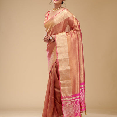 Onion Pink Zariwork Tissue Saree