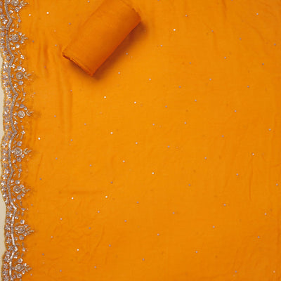 Orange Cutdana Semi Crepe Unstitched Salwar Suit