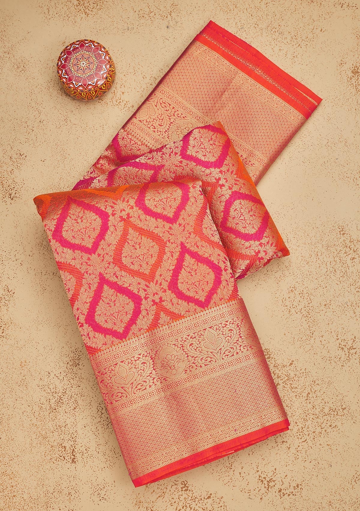 Orange Zariwork Pure Silk Saree