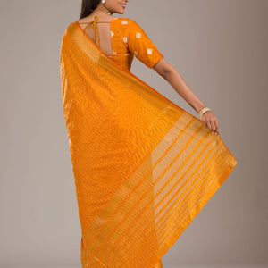 Orange Zariwork Soft Silk Saree