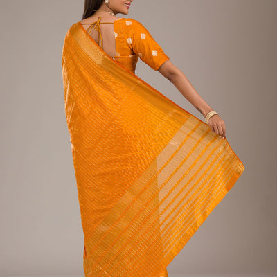 Orange Zariwork Soft Silk Saree