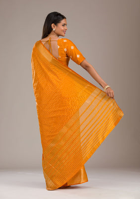 Orange Zariwork Soft Silk Saree