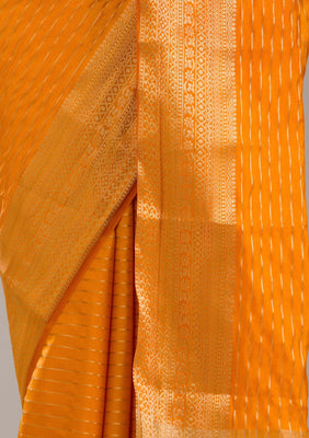 Orange Zariwork Soft Silk Saree