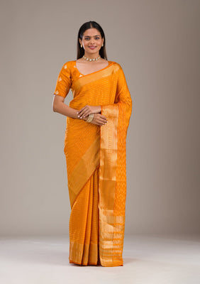 Orange Zariwork Soft Silk Saree