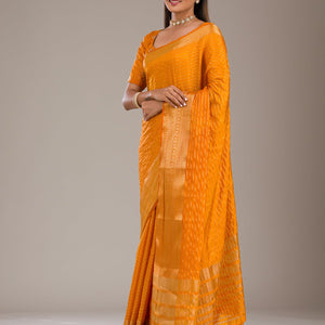 Orange Zariwork Soft Silk Saree