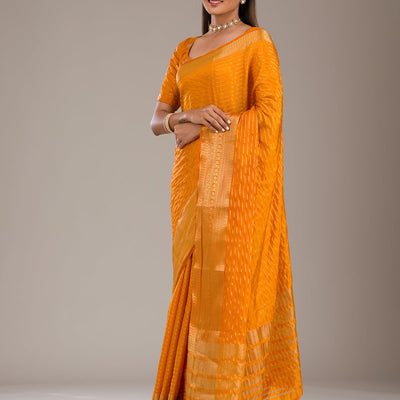 Orange Zariwork Soft Silk Saree
