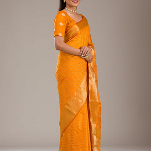 Orange Zariwork Soft Silk Saree