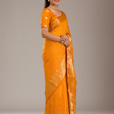 Orange Zariwork Soft Silk Saree
