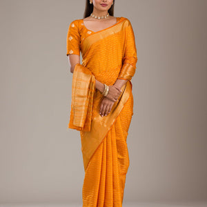 Orange Zariwork Soft Silk Saree