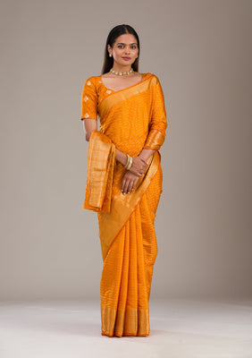 Orange Zariwork Soft Silk Saree