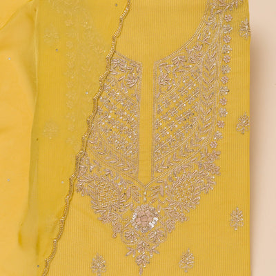 Parrot Green Cutdana Tissue Unstitched Salwar Suit