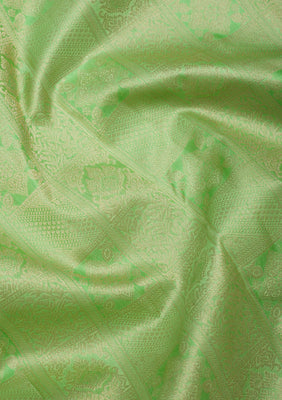 Parrot Green Zariwork Pure Silk Saree