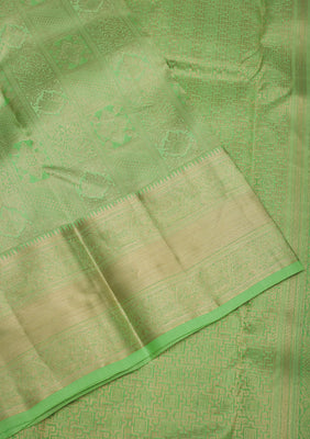 Parrot Green Zariwork Pure Silk Saree