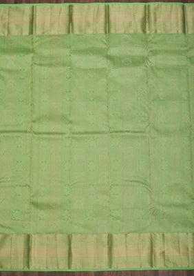 Parrot Green Zariwork Pure Silk Saree