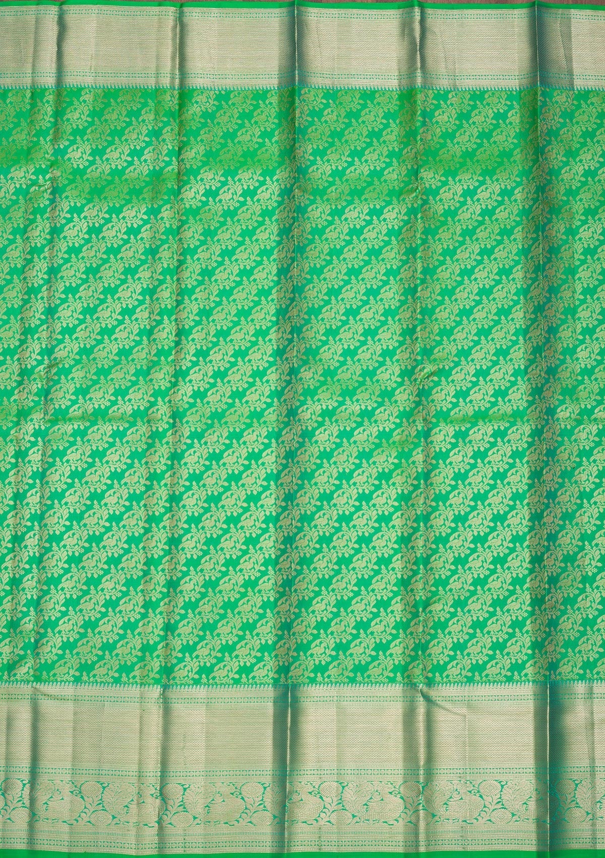 Parrot Green Zariwork Pure Silk Saree