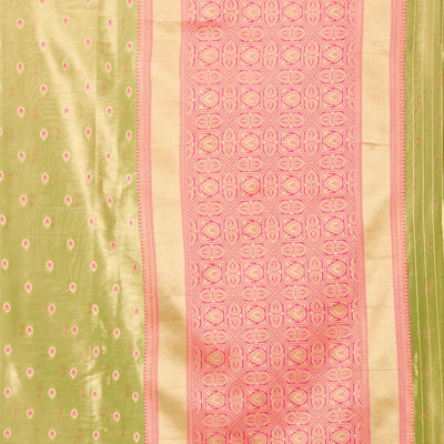 Parrot Green Zariwork Tissue Saree