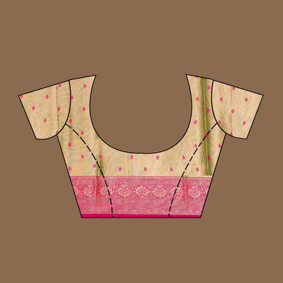 Parrot Green Zariwork Tissue Saree