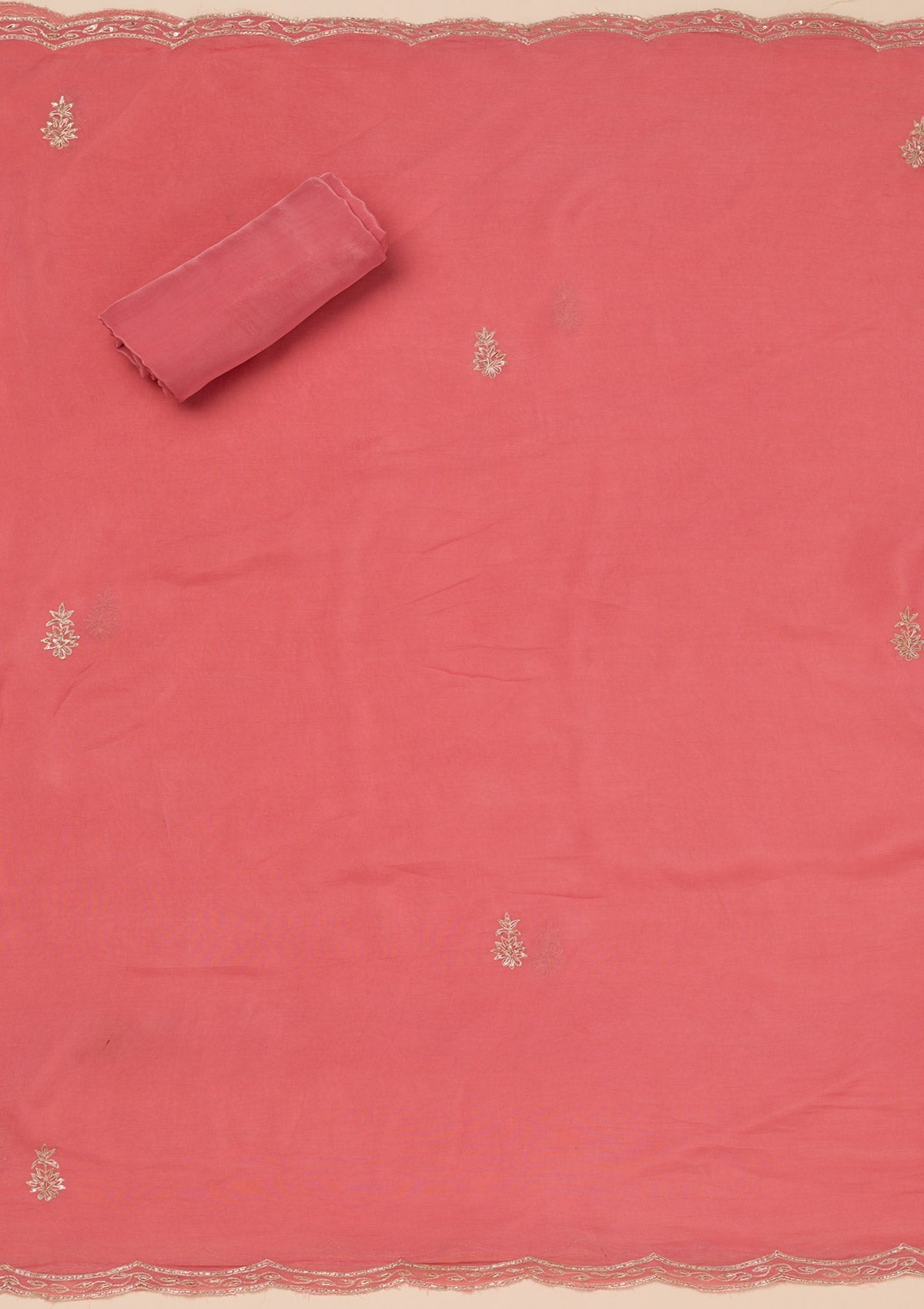 Peach Cutdana Tissue Unstitched Salwar Suit