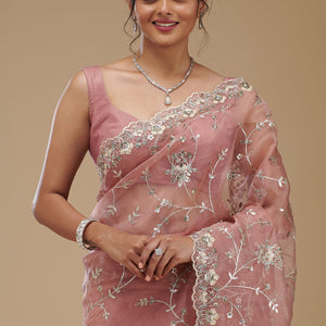 Peach Gotapatti Tissue Saree