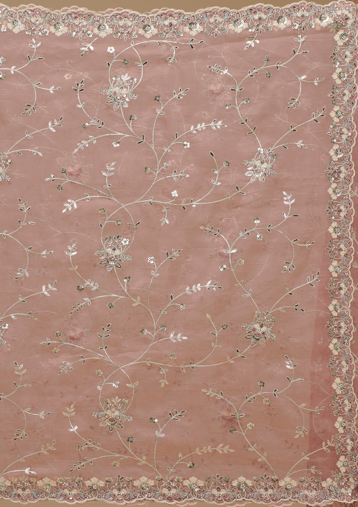 Peach Gotapatti Tissue Saree