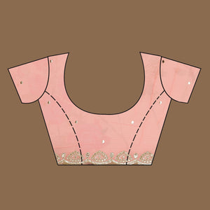 Peach Printed Tissue Saree
