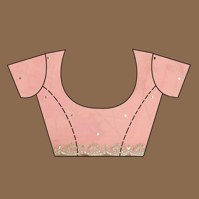 Peach Printed Tissue Saree
