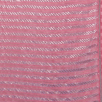 Peach Sequins Semi Crepe Saree