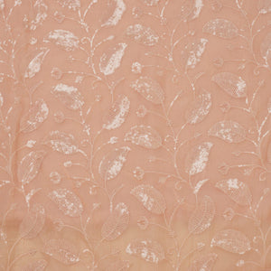 Peach Threadwork Organza Unstitched Salwar Suit