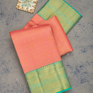 Peach Zariwork Pure Silk Saree