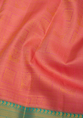 Peach Zariwork Pure Silk Saree