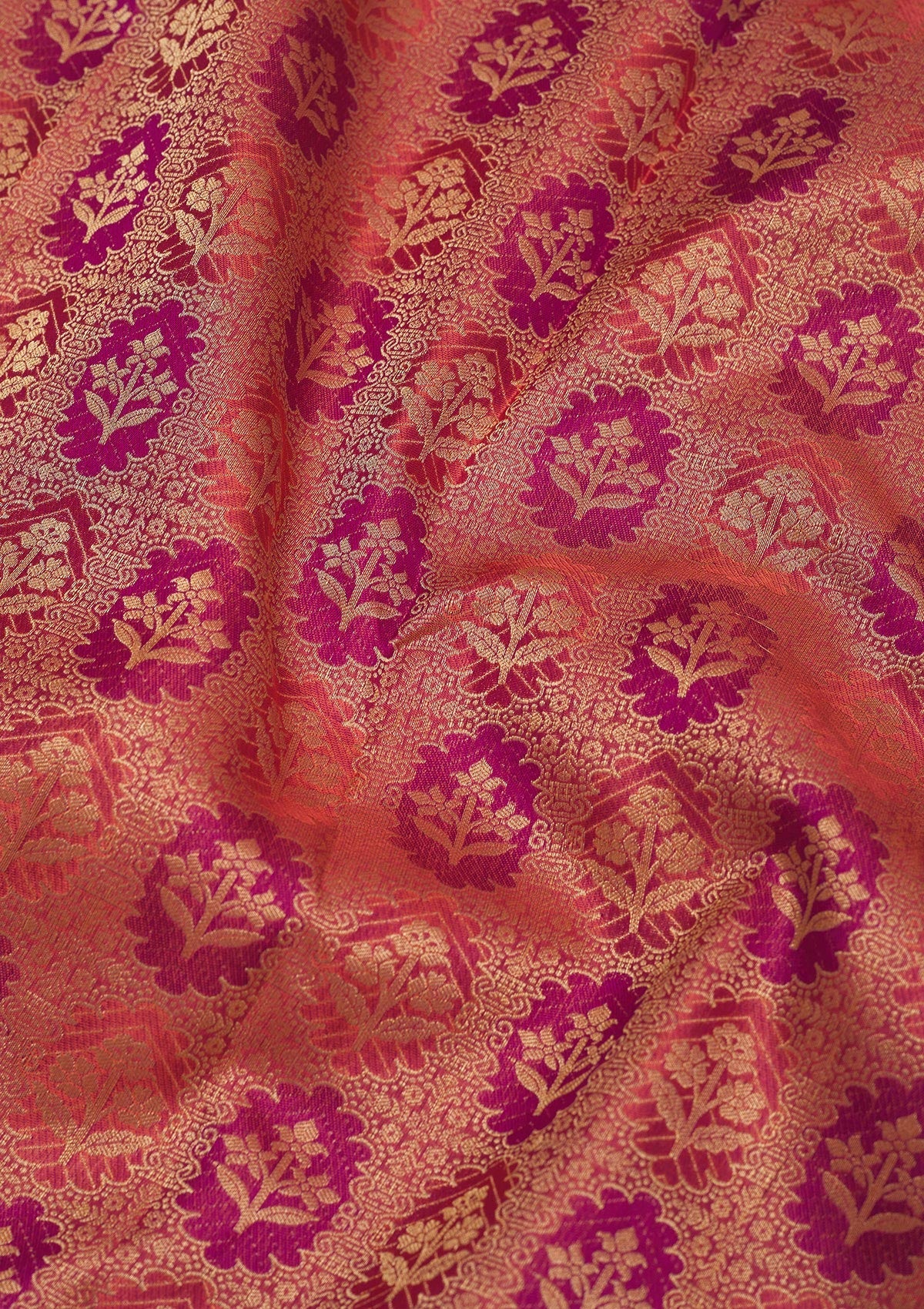 Peach Zariwork Pure Silk Saree