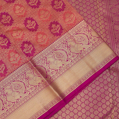 Peach Zariwork Pure Silk Saree