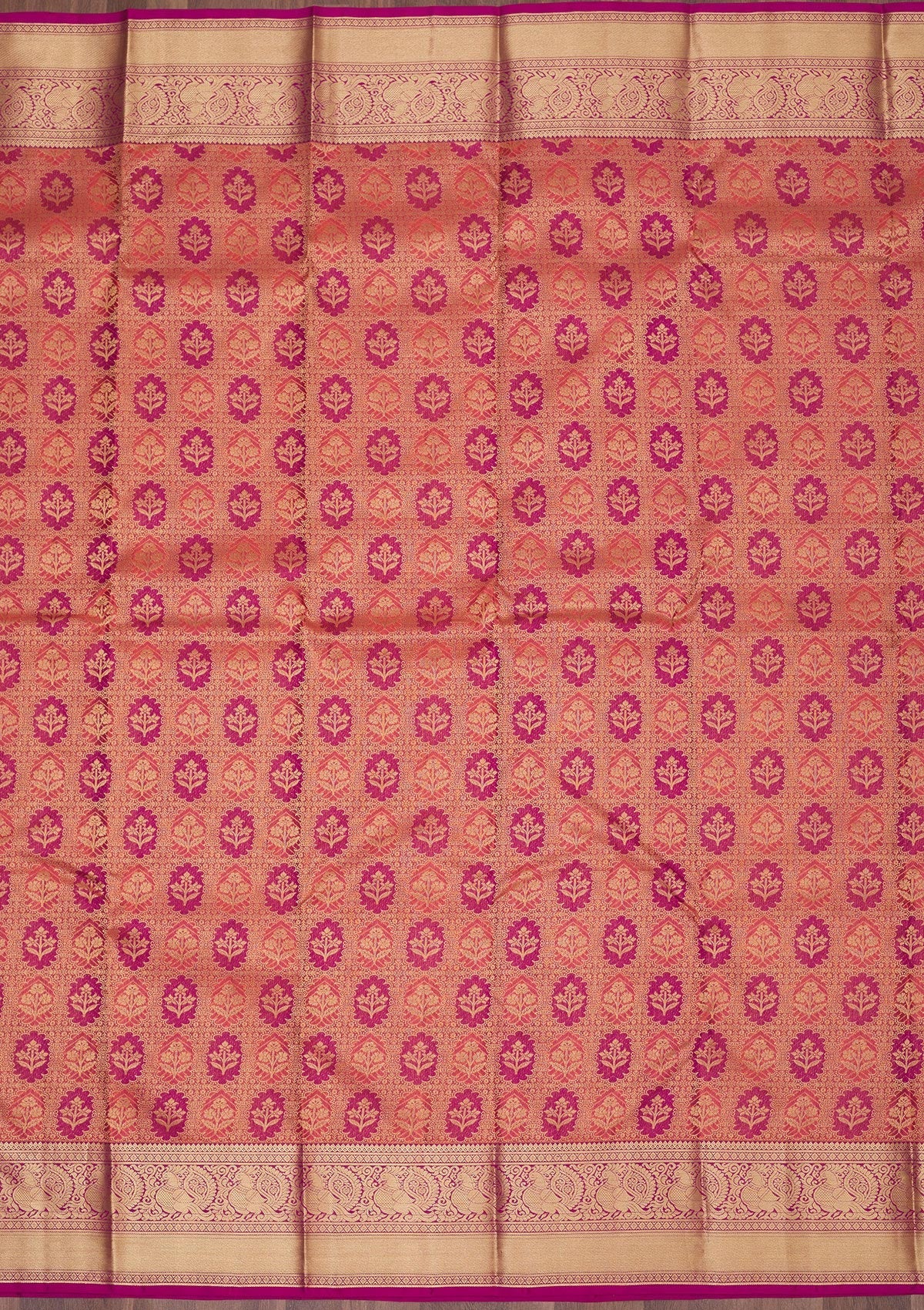 Peach Zariwork Pure Silk Saree