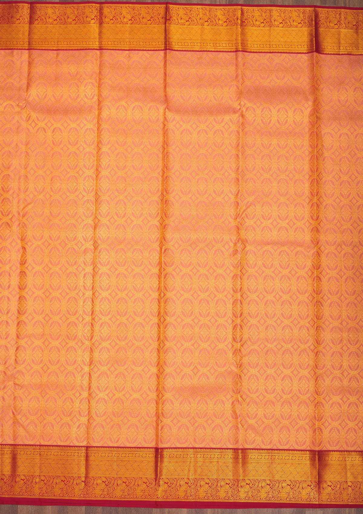 Peach Zariwork Pure Silk Saree