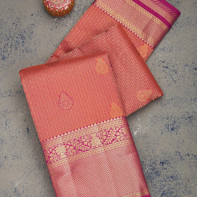 Peach Zariwork Pure Silk Saree