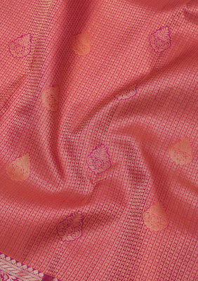 Peach Zariwork Pure Silk Saree