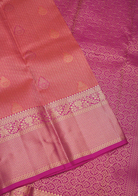 Peach Zariwork Pure Silk Saree