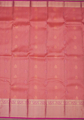 Peach Zariwork Pure Silk Saree