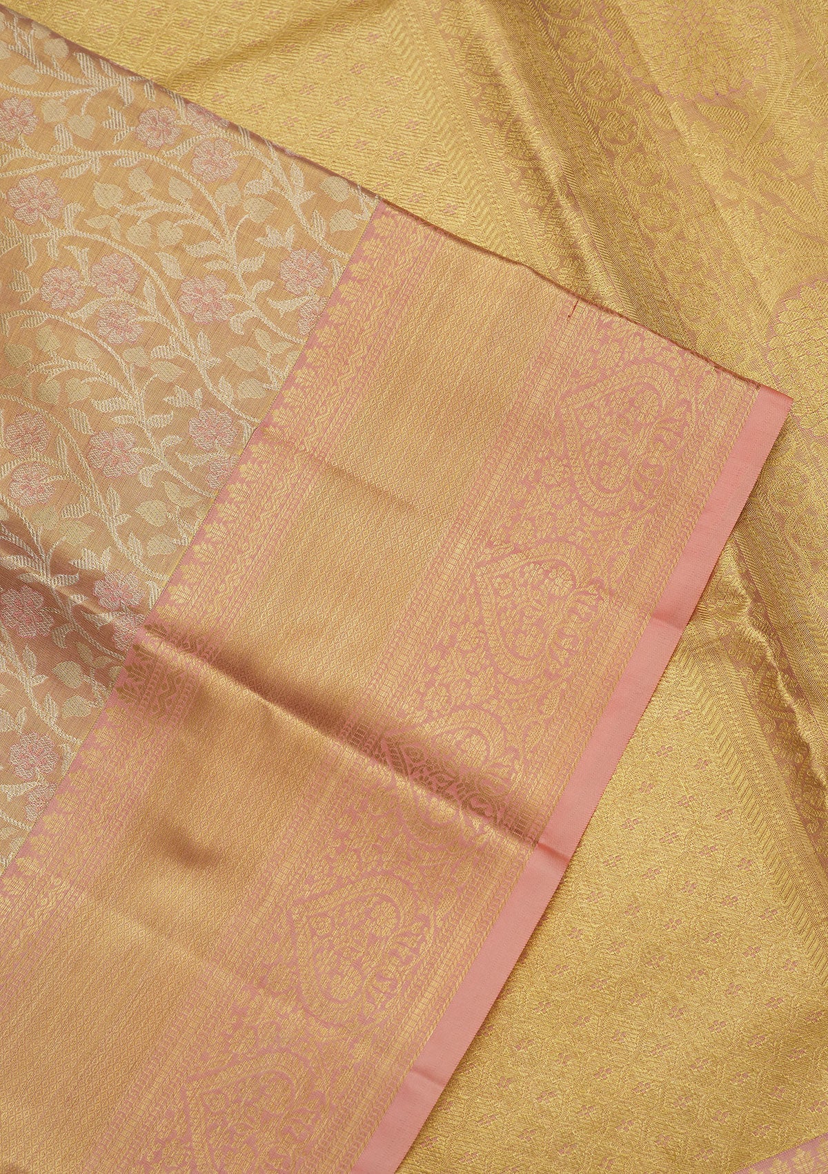 Peach Zariwork Pure Silk Saree