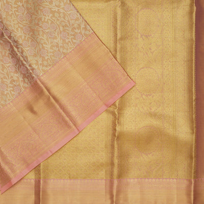 Peach Zariwork Pure Silk Saree