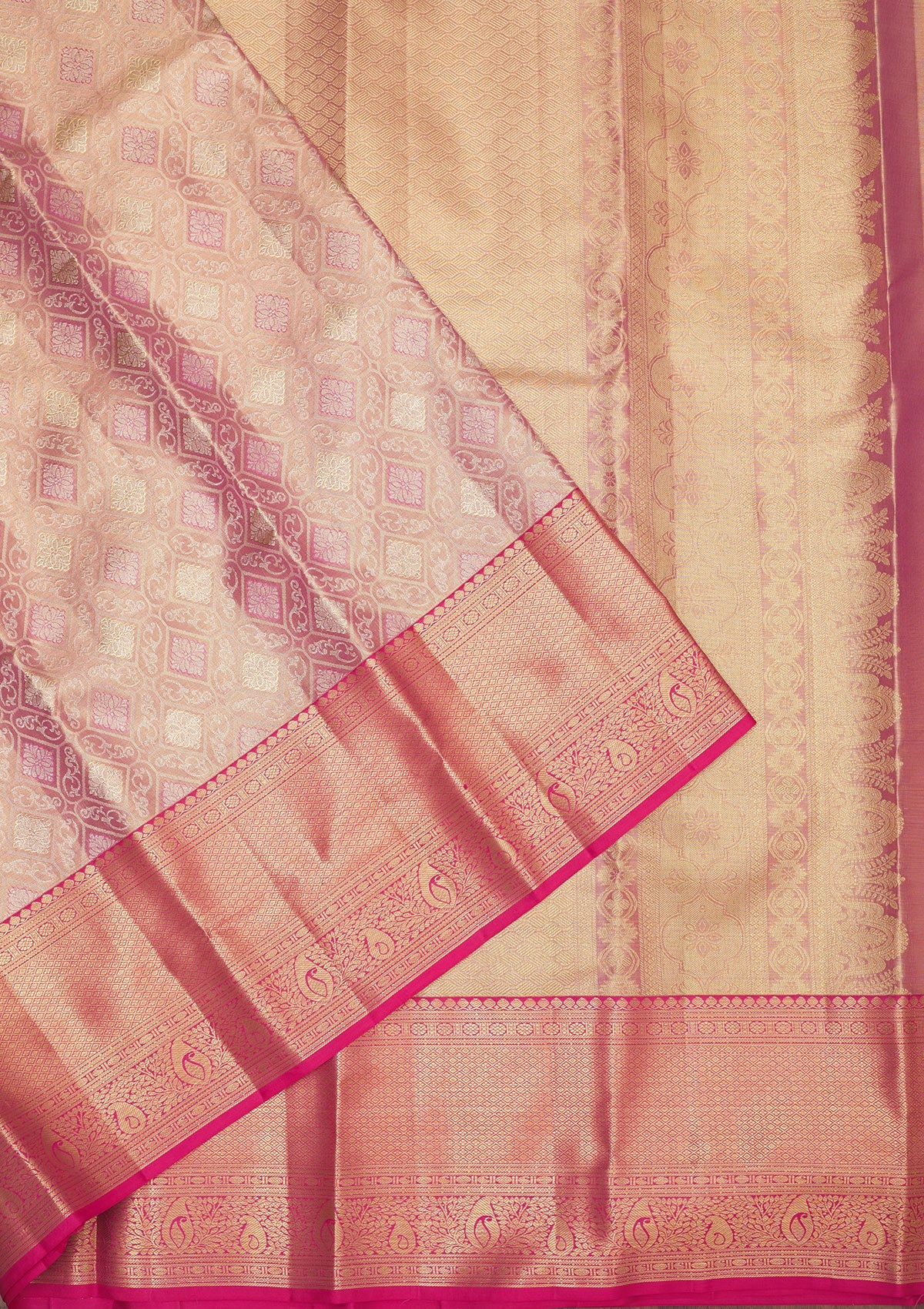 Peach Zariwork Pure Silk Saree