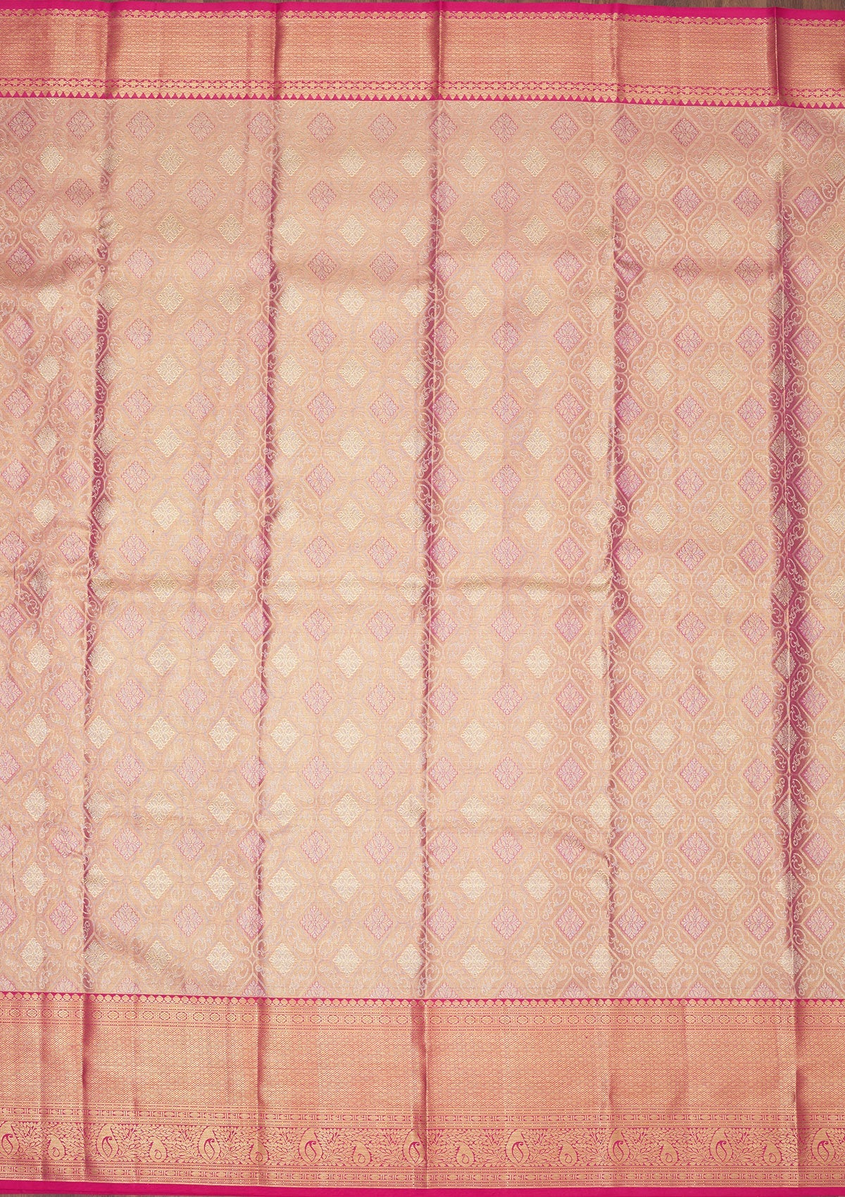 Peach Zariwork Pure Silk Saree