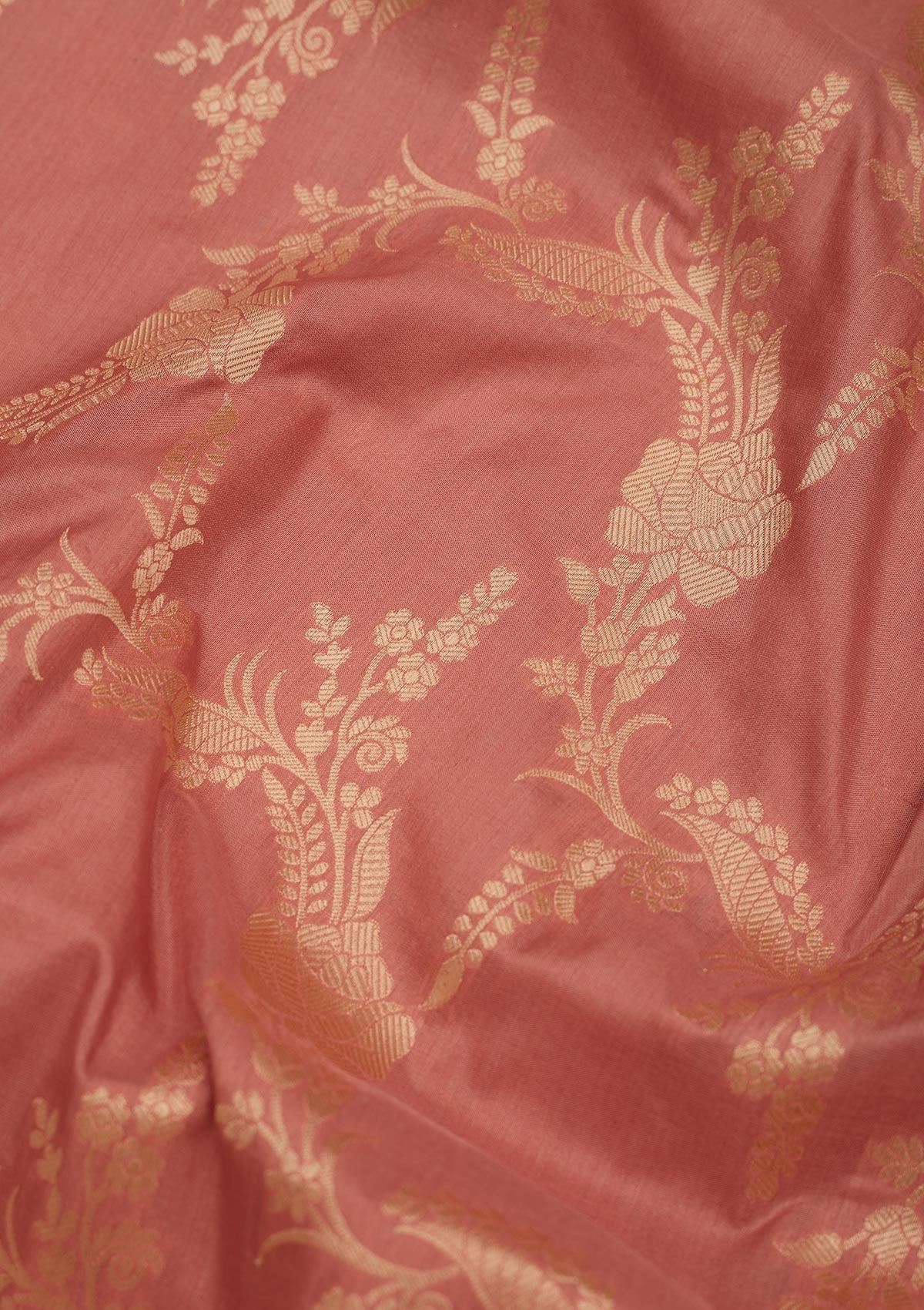 Peach Zariwork Pure Silk Saree