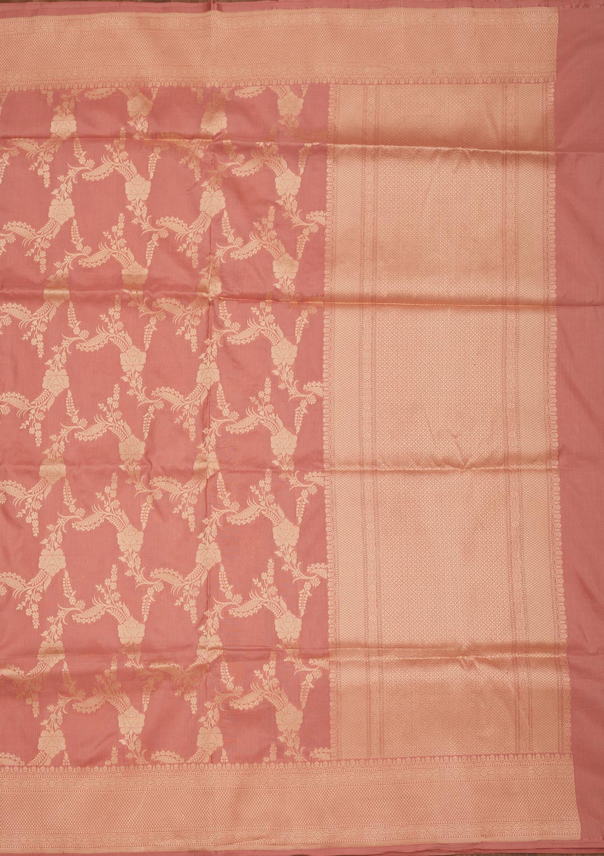 Peach Zariwork Pure Silk Saree