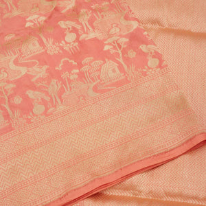 Peach Zariwork Pure Silk Saree