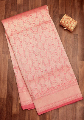 Peach Zariwork Pure Silk Saree