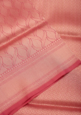 Peach Zariwork Pure Silk Saree