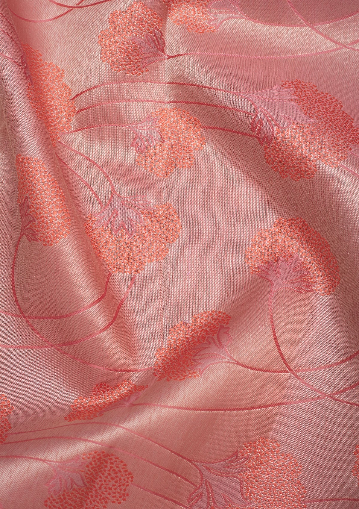 Peach Zariwork Pure Silk Saree